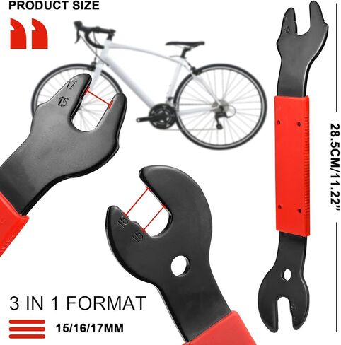 15/16/17mm Double Sided Bike Pedal Wrench, Bike Spanner Pedal Repair Crank Arm for Bike Repair and Maintenance in Kuwait