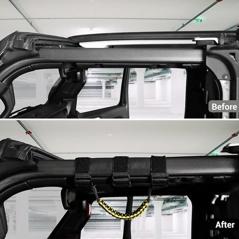 JeCar 2 x Roll Bar Grab مقابض Paracord Grip مقابض لـ 1955-2022 Jeep Wrangler YJ TJ JK JKU JL JLU & Gladiator JT، أسود وأرجواني، العلم الأمريكي in Kuwait