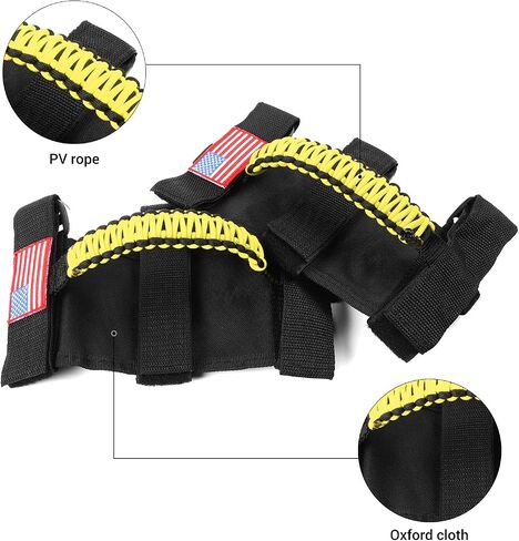JeCar 2 x Roll Bar Grab مقابض Paracord Grip مقابض لـ 1955-2022 Jeep Wrangler YJ TJ JK JKU JL JLU & Gladiator JT، أسود وأرجواني، العلم الأمريكي in Kuwait