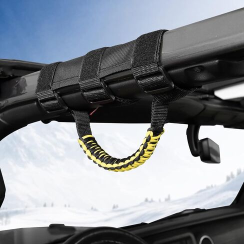 JeCar 2 x Roll Bar Grab مقابض Paracord Grip مقابض لـ 1955-2022 Jeep Wrangler YJ TJ JK JKU JL JLU & Gladiator JT، أسود وأرجواني، العلم الأمريكي in Kuwait