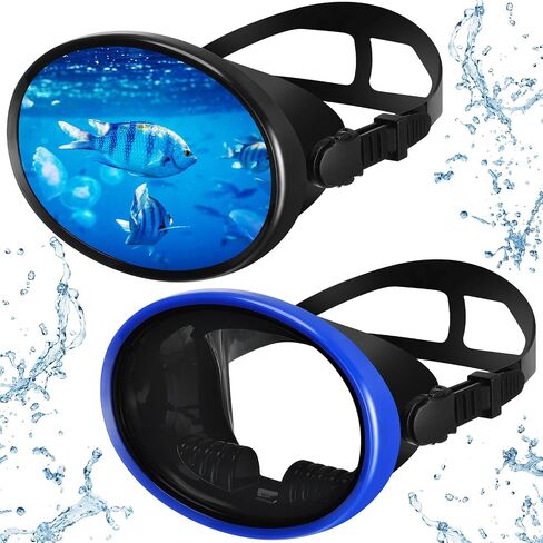 Weewooday 2 جهاز كمبيوتر شخصى شكل بيضاوي قناع الغوص Spearfishing الحرة قناع الغوص الغوص نظارات خفف من الزجاج عدسة الغوص نظارات الغوص البيضاوي عدسة واحدة قناع السباحة للبالغين in Saudi Arabia