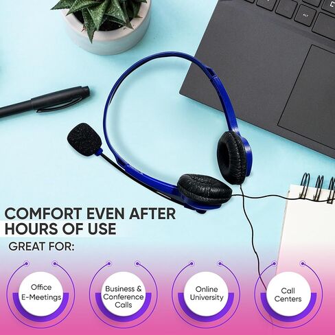 Wired On-Ear Leather Headsets with Boom Microphone and 3.5mm Connector, Bulk Wholesale, 10 Pack, Assorted Colors in Saudi Arabia