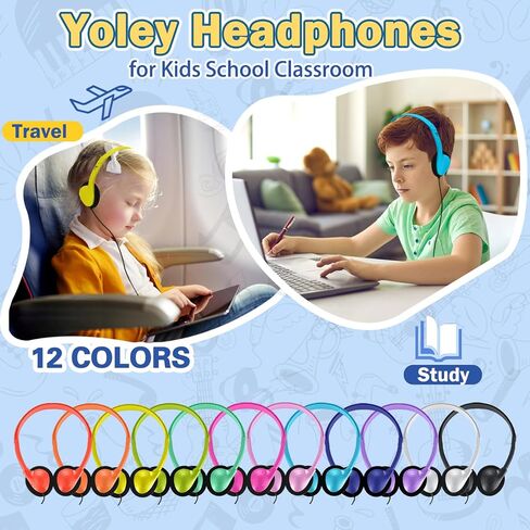 Classroom Headphones Bulk 30 Pack for School Kids,Wholesale Durable Earphones Class Set of Headphones for Students Children Toddler Teens and Adult Multi Color in Kuwait
