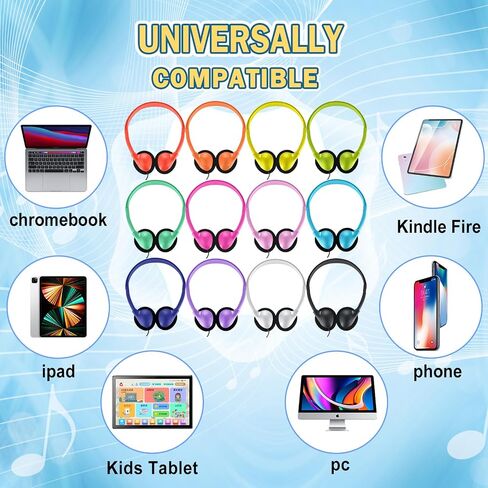 Classroom Headphones Bulk 30 Pack for School Kids,Wholesale Durable Earphones Class Set of Headphones for Students Children Toddler Teens and Adult Multi Color in Kuwait
