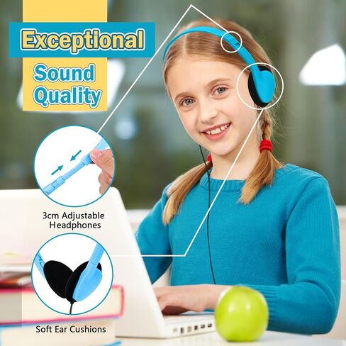 Classroom Headphones Bulk 30 Pack for School Kids,Wholesale Durable Earphones Class Set of Headphones for Students Children Toddler Teens and Adult Multi Color in Kuwait