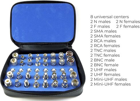 40PCS Universal RF Coaxial Connector Adapter Kit N TNC BNC SMA UHF Mini-UHF F RCA Male & Female Adapters in Saudi Arabia