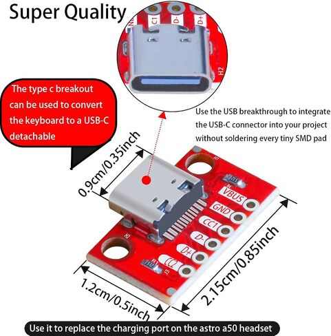USB نوع-C لوحة القطع المسلسل الأساسية اندلاع موصل سالب نوع PCB محول المجلس (5 قطعة) in Saudi Arabia