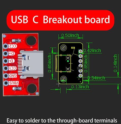 USB نوع-C لوحة القطع المسلسل الأساسية اندلاع موصل سالب نوع PCB محول المجلس (5 قطعة) in Saudi Arabia