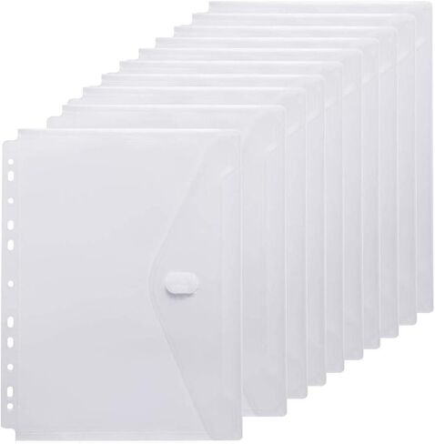 جيوب LaOficina ذات 11 فتحة من البوليستر الشفاف مع حجم حرف إغلاق بخطاف وحلقة، 10 في كل عبوة in Kuwait