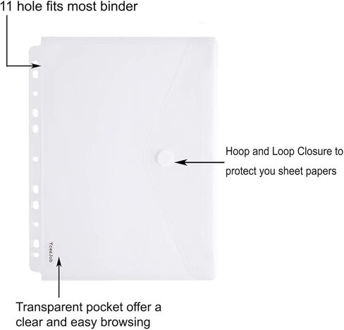 جيوب LaOficina ذات 11 فتحة من البوليستر الشفاف مع حجم حرف إغلاق بخطاف وحلقة، 10 في كل عبوة in Kuwait