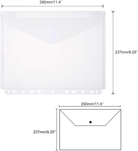 جيوب LaOficina ذات 11 فتحة من البوليستر الشفاف مع حجم حرف إغلاق بخطاف وحلقة، 10 في كل عبوة in Kuwait