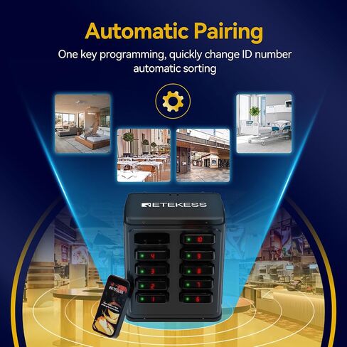 Retekess TD177 Restaurant Pager System, Pagers and Beepers Long Range, New Experience, Out of Range Alarm, Close Reminder, 10 Rugged Pagers for Food Truck, Coffee Shop in Saudi Arabia