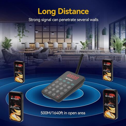 Retekess TD177 Restaurant Pager System, Pagers and Beepers Long Range, New Experience, Out of Range Alarm, Close Reminder, 10 Rugged Pagers for Food Truck, Coffee Shop in Saudi Arabia