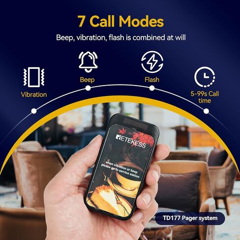 Retekess TD177 Restaurant Pager System, Pagers and Beepers Long Range, New Experience, Out of Range Alarm, Close Reminder, 10 Rugged Pagers for Food Truck, Coffee Shop in Saudi Arabia