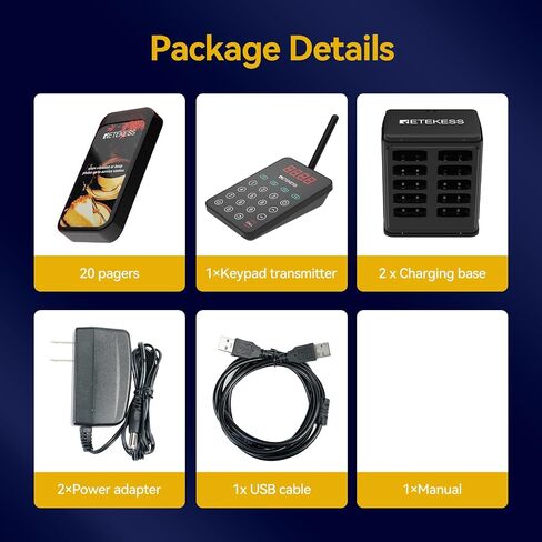 Retekess TD177 Restaurant Pager System, Pagers and Beepers Long Range, New Experience, Out of Range Alarm, Close Reminder, 10 Rugged Pagers for Food Truck, Coffee Shop in Saudi Arabia