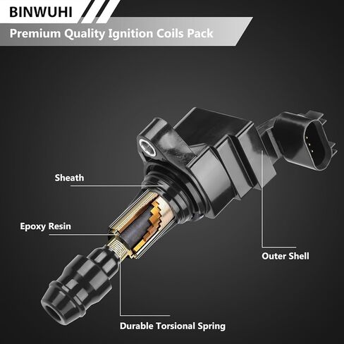 4 قطع حزمة ملف الإشعال UF491 متوافقة مع Chevy، Buick، GMC، Pontiac، Saturn 2.4L، 2.2L، 2.0L Turbo، Malibu، HHR، Cobalt، Equinox، Terrain، G6 يستبدل OE# D522C، 12638824، 12578224 in Kuwait