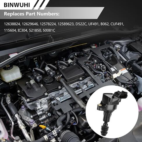 4 قطع حزمة ملف الإشعال UF491 متوافقة مع Chevy، Buick، GMC، Pontiac، Saturn 2.4L، 2.2L، 2.0L Turbo، Malibu، HHR، Cobalt، Equinox، Terrain، G6 يستبدل OE# D522C، 12638824، 12578224 in Kuwait
