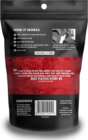 طقم إصلاح الإطارات الجانبية GlueTread SxS UTV | إصلاح الإطارات في حالات الطوارئ في أي مكان | لا حاجة لإزالة الإطارات | طقم تصحيح الإطارات بدون أنابيب للجدار الجانبي | يشتمل على مسرع (يزيل وقت المعالجة) | الاستخدام على الطرق الوعرة in Kuwait