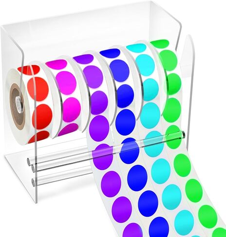 حامل الملصقات، موزع الملصقات القابل للتعديل، حامل ملصقات الأكريليك Wjiang لفات ملصقات الطابعة الحرارية، حامل ملصقات الشحن، مستلزمات الطابعة المكتبية للمكتب المنزلي (6 أقراص) in Kuwait