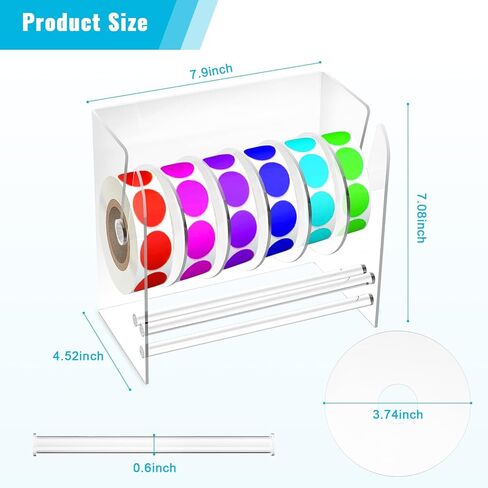 حامل الملصقات، موزع الملصقات القابل للتعديل، حامل ملصقات الأكريليك Wjiang لفات ملصقات الطابعة الحرارية، حامل ملصقات الشحن، مستلزمات الطابعة المكتبية للمكتب المنزلي (6 أقراص) in Kuwait