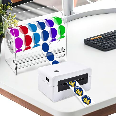 حامل الملصقات، موزع الملصقات القابل للتعديل، حامل ملصقات الأكريليك Wjiang لفات ملصقات الطابعة الحرارية، حامل ملصقات الشحن، مستلزمات الطابعة المكتبية للمكتب المنزلي (6 أقراص) in Kuwait