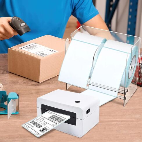 حامل الملصقات، موزع الملصقات القابل للتعديل، حامل ملصقات الأكريليك Wjiang لفات ملصقات الطابعة الحرارية، حامل ملصقات الشحن، مستلزمات الطابعة المكتبية للمكتب المنزلي (6 أقراص) in Kuwait