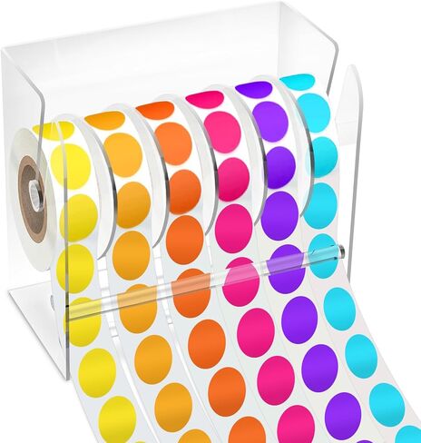 حامل الملصقات، موزع الملصقات القابل للتعديل، حامل ملصقات الأكريليك Wjiang لفات ملصقات الطابعة الحرارية، حامل ملصقات الشحن، مستلزمات الطابعة المكتبية للمكتب المنزلي (6 أقراص) in Kuwait