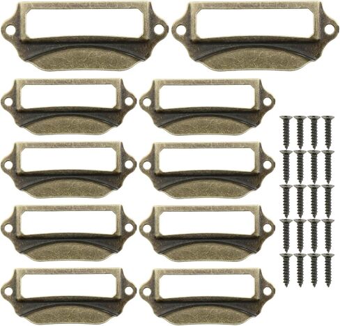 10PCS Vintage Label Holder Drawer Pull Knob Bronze Label Holder Pull Suitable for Jewellery Box Gift Box Cabinet and Filing Cabinet in Saudi Arabia