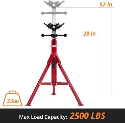 V-Head Pipe Stand with 4-Ball Transfer, 2500lbs Folding Jack Stand, 1/8"-12" Capacity, Welding Stand Adjustable Height 28-52IN, Heavy Duty Carbon Steel Body, Steel Pipe Jacks for Welding in Saudi Arabia