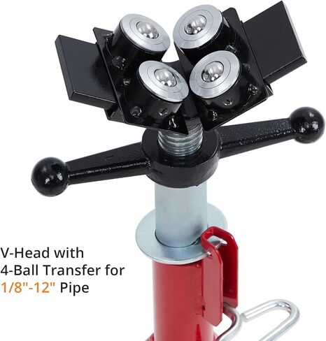 V-Head Pipe Stand with 4-Ball Transfer, 2500lbs Folding Jack Stand, 1/8"-12" Capacity, Welding Stand Adjustable Height 28-52IN, Heavy Duty Carbon Steel Body, Steel Pipe Jacks for Welding in Saudi Arabia