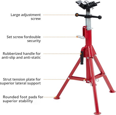 V-Head Pipe Stand with 4-Ball Transfer, 2500lbs Folding Jack Stand, 1/8"-12" Capacity, Welding Stand Adjustable Height 28-52IN, Heavy Duty Carbon Steel Body, Steel Pipe Jacks for Welding in Saudi Arabia