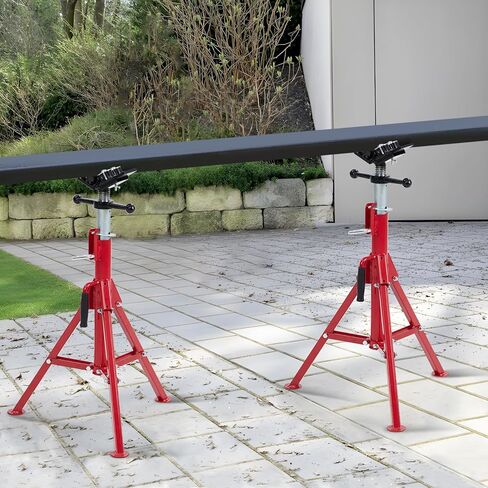 V-Head Pipe Stand with 4-Ball Transfer, 2500lbs Folding Jack Stand, 1/8"-12" Capacity, Welding Stand Adjustable Height 28-52IN, Heavy Duty Carbon Steel Body, Steel Pipe Jacks for Welding in Saudi Arabia