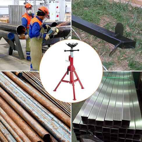 V-Head Pipe Stand with 4-Ball Transfer, 2500lbs Folding Jack Stand, 1/8"-12" Capacity, Welding Stand Adjustable Height 28-52IN, Heavy Duty Carbon Steel Body, Steel Pipe Jacks for Welding in Saudi Arabia