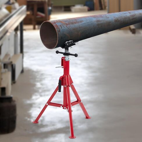 V-Head Pipe Stand with 4-Ball Transfer, 2500lbs Folding Jack Stand, 1/8"-12" Capacity, Welding Stand Adjustable Height 28-52IN, Heavy Duty Carbon Steel Body, Steel Pipe Jacks for Welding in Saudi Arabia