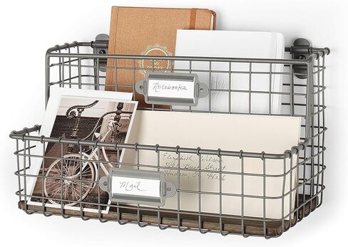Spectrum Diversified Vintage File & Letter Holder Modern Farmhouse Décor, Rustic Chic Mail, Wall-Mounted Office Organizer, Small, Black in Saudi Arabia