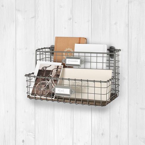 Spectrum Diversified Vintage File & Letter Holder Modern Farmhouse Décor, Rustic Chic Mail, Wall-Mounted Office Organizer, Small, Black in Saudi Arabia