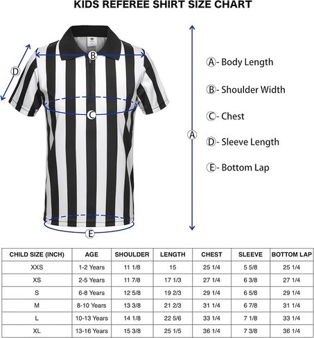 FitsT4 Kids حكم قميص رسمي باللونين الأبيض والأسود مخطط بسحاب وياقة قصيرة الأكمام زي حكم جيرسي مع صافرة Pro Ref موحد لكرة القدم وكرة السلة وكرة القدم in Kuwait