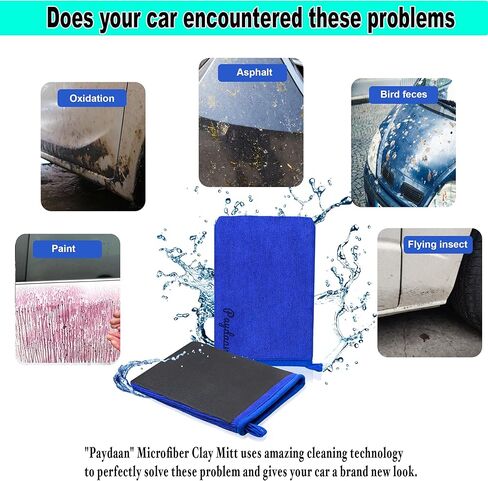 Pack of 2 Clay Mitt for Car Detailing, Microfiber Clay Bar Mitt, Medium Grade Car Clay 150m x 220mm, Alternative Clay Towel Auto Detailing, Scratch-Free Paint-Safe in Saudi Arabia