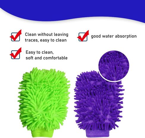 5 Pcs Premium Chenille Microfiber Car Wash Glove, Double Sided Scratch-Free Car Wash Mitt, Soft Car Wash Sponge, Microfiber Wash Mitt for Car Cleaning in Saudi Arabia