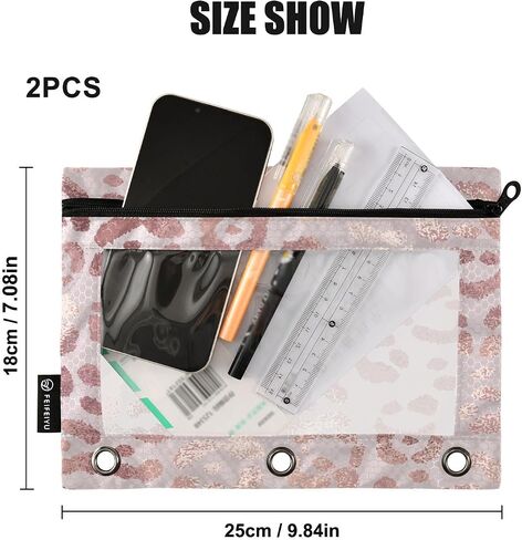 Cute Ballerina Girl Pencil Pouch for 3 Ring Binder, 2 PCS Binder Pencil Pouch with Zipper, Clear Window Zipper Pencil Case Pencil Bags for School Office Supplies in Saudi Arabia