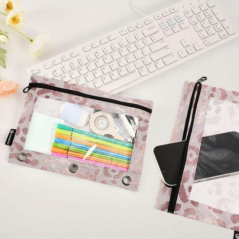 Cute Ballerina Girl Pencil Pouch for 3 Ring Binder, 2 PCS Binder Pencil Pouch with Zipper, Clear Window Zipper Pencil Case Pencil Bags for School Office Supplies in Saudi Arabia