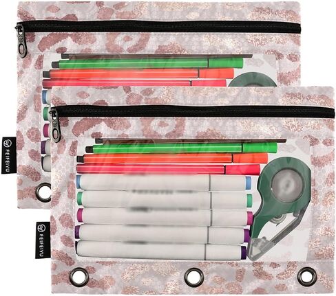 Cute Ballerina Girl Pencil Pouch for 3 Ring Binder, 2 PCS Binder Pencil Pouch with Zipper, Clear Window Zipper Pencil Case Pencil Bags for School Office Supplies in Saudi Arabia