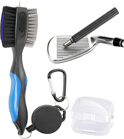 Golf Club Cleaning Tool Set, Oversized Golf Club Brush Cleaner with Retractable Spike and Club Groove Sharpener for U -Grooves & V-Grooves, Must Have Golf Club Accessories for Men and Women, Blue in Saudi Arabia
