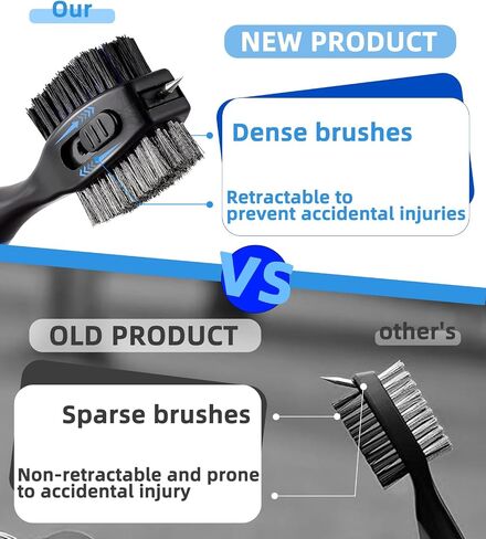 Golf Club Cleaning Tool Set, Oversized Golf Club Brush Cleaner with Retractable Spike and Club Groove Sharpener for U -Grooves & V-Grooves, Must Have Golf Club Accessories for Men and Women, Blue in Saudi Arabia