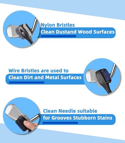 Golf Club Cleaning Tool Set, Oversized Golf Club Brush Cleaner with Retractable Spike and Club Groove Sharpener for U -Grooves & V-Grooves, Must Have Golf Club Accessories for Men and Women, Blue in Saudi Arabia