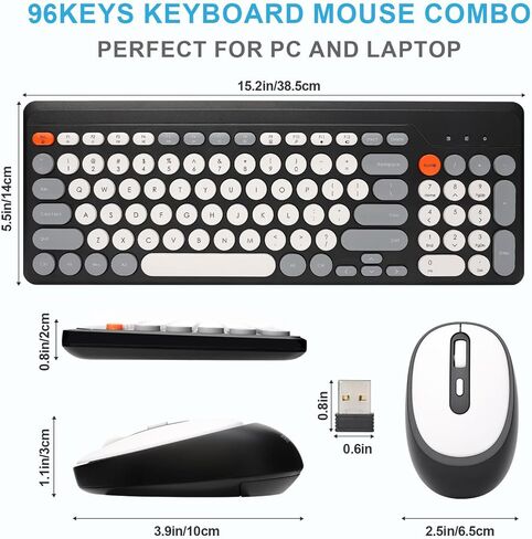 Wireless Keyboard and Mouse Combo, 2.4GHz Office Silent 96 Keys Full Size with Number Pad,1600 DPI Optical Mouse, for Windows Laptop PC Desktop (CQ010) in Saudi Arabia