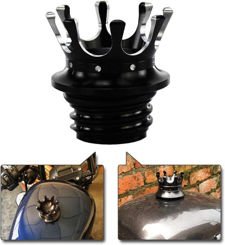 King Crown Gas Cap Fuel Tank Right-hand Thread Billet Aluminum Fit for Harley Sportster Dyna Touring Road King Softail Trike Freewheeler FLRT Black in Saudi Arabia