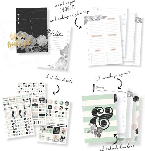 Pukka Pad, Carpe Diem, Work, Goal, Planner with Weekly, Monthly, Undated Inserts, A5 8 X 9.5 X 1.6 Inches, Black in Saudi Arabia