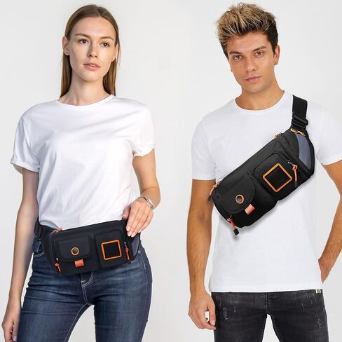 حقيبة كروس فاني باك للخصر للنساء والرجال، حقيبة واسط صغيرة مقاومة مع 4 جيوب، حقيبة حزام للجري والسفر والمشي لمسافات طويلة وحقيبة صدر خفيفة الوزن تناسب جميع الهواتف (أسود) in Kuwait