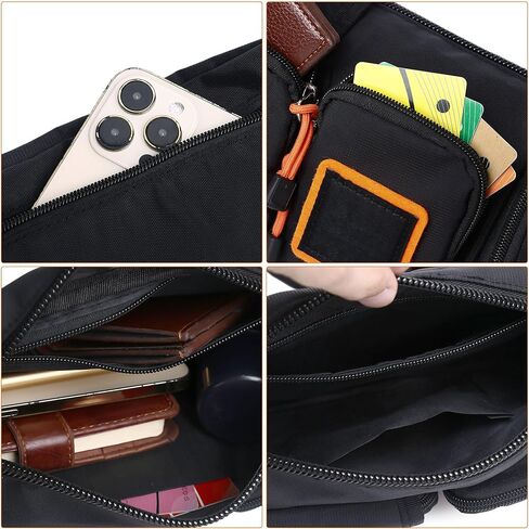 حقيبة كروس فاني باك للخصر للنساء والرجال، حقيبة واسط صغيرة مقاومة مع 4 جيوب، حقيبة حزام للجري والسفر والمشي لمسافات طويلة وحقيبة صدر خفيفة الوزن تناسب جميع الهواتف (أسود) in Kuwait